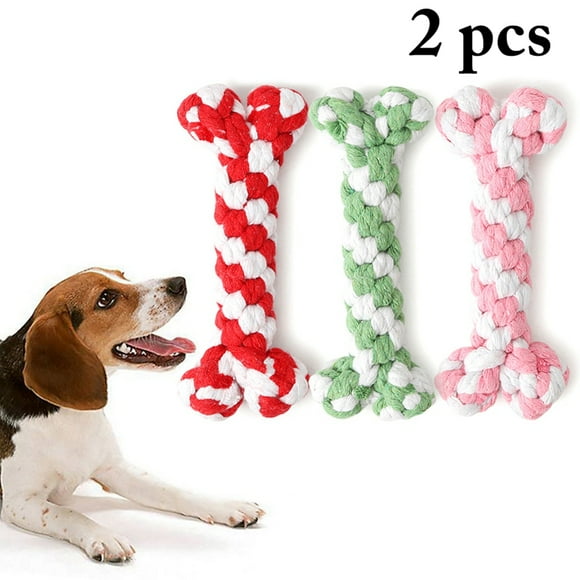 2PCS Bone Dog Toy Interactive Woven Puppy Toy String Dog Toy Puppy Bite Toy