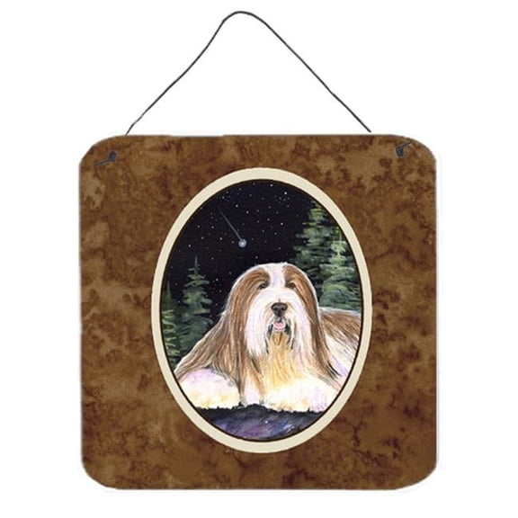6 x 6 in. Starry Night Bearded Collie Aluminium Metal Wall or Door Hanging Prints