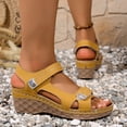 thumbnail image 4 of Rokment Orthopedic Wedges Walking Sandals for Women 2026 Summer Comfortable Leather Open Toe Platform Chunky High Heels Work Dress Sandals Adjustable D Size 6.5, 4 of 7