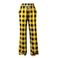 thumbnail image 4 of Inglocry Plaid Pajama Pants Women - Fluffy Warm Fleece Pj Bottoms Soft Sleep Lounge Pants with Pockets Yellow L, 4 of 9