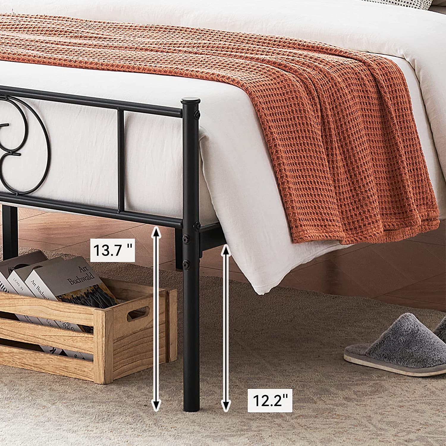 GAOMON Queen Size Metal Bed Frame with Headboard and Footboard, 14 Inch Platform Bed Frame Mattress Foundation, No Box Spring Needed, Easy Assembly, Black