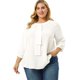 thumbnail image 1 of BluDe GaCon Volantes Cuello Redondo Trabajo TalGrande PaMujer Blanco XXL, 1 of 7