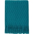 thumbnail image 1 of WQLPP-texturé Couverture de Canapé Douce Unie Tricotée Décorative (Bleu Sarcelle, 60x80 Pouces), 1 of 4