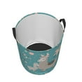 thumbnail image 3 of Balery Teal Mama Llama Round Laundry Basket with Handles Waterproof Freestanding Laundry Hamper for Clothes Toys in the Dorm and Family-Medium, 3 of 8