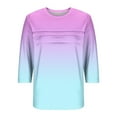 thumbnail image 4 of EchfiProm Womens 3/4 Sleeve Tops Plus Size Shirts Crew Neck Tunic Blouse Watermelon Red Gradient for Women Pleated, 4 of 5