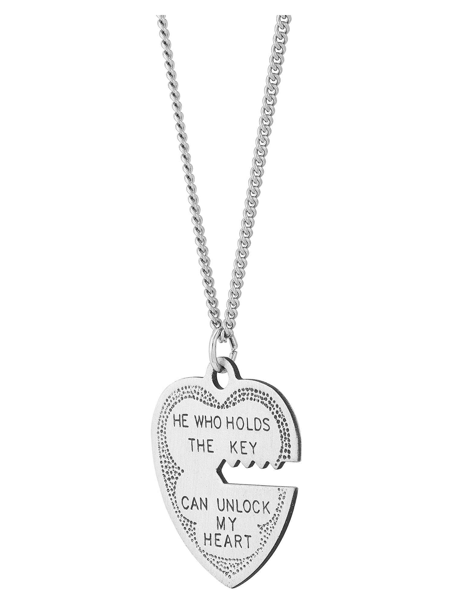 Brilliance Fine Jewelry Sterling Silver Breakable Heart Key Pendant Necklace Set,18"