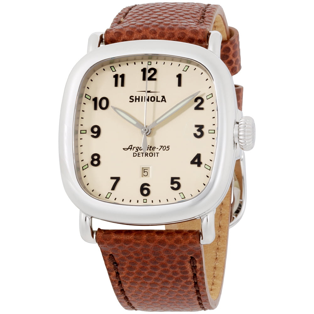 Shinola Shinola The Guardian Cream Dial Leather Strap Men's Watch
