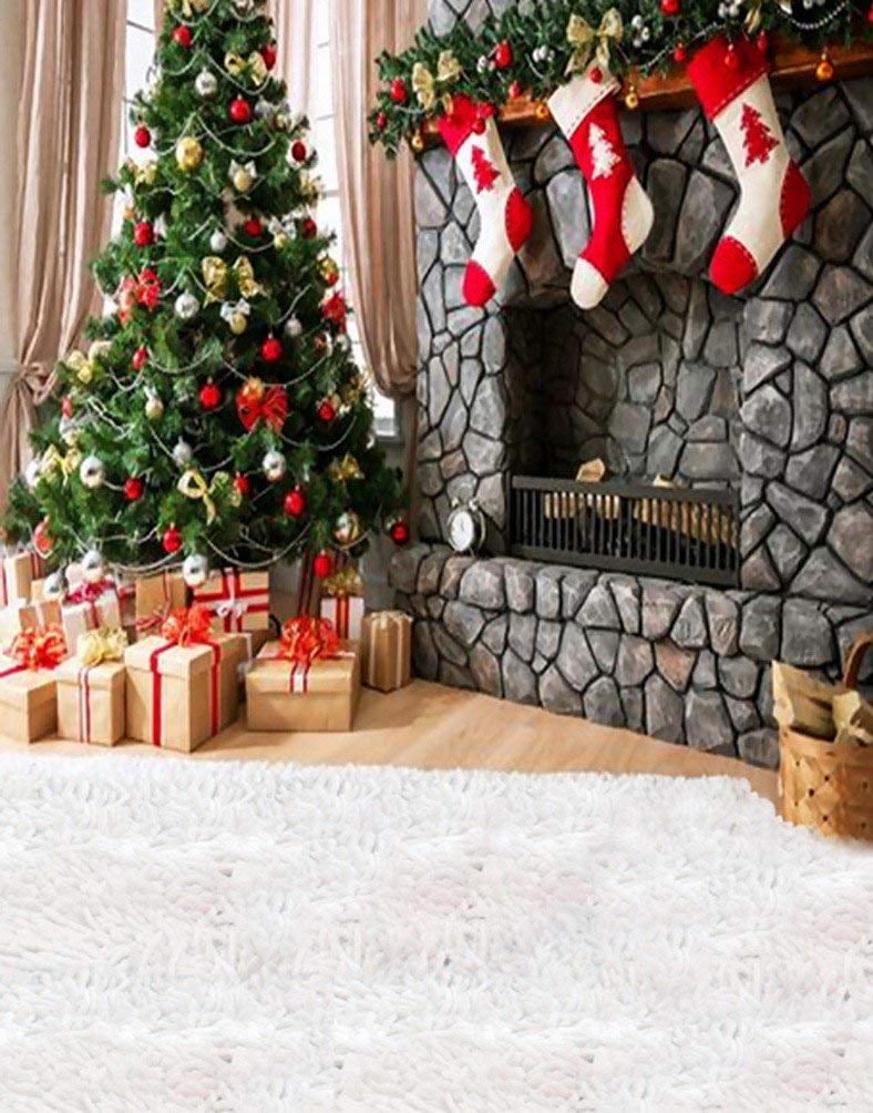 ABPHOTO Polyester Christmas Holiday Party Wall Decoration Mural Pine