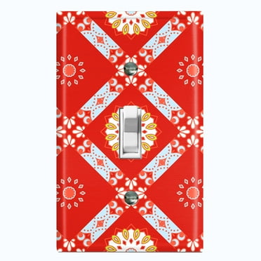 Metal Light Switch Plate Cover Mandala Red Floral Pattern Damask MDL110