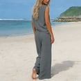 thumbnail image 5 of Enjoytime Summer Outfits for Women Solid Color V-Neck Sleeveless Tank Tops with Pants Loungewear Set Vacation Travel 2 Piece Sets, 5 of 6