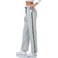 thumbnail image 3 of Women Casual Cotton Solid Drawstring Elastic Waist Long Straight Pants, 3 of 8