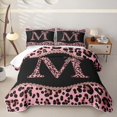 thumbnail image 2 of meiyoeat Pink Coquette Bowknot Quilt Full For Leopard Bow Lover,Kids Personalized Initial M Full Bedspread Sets,3-Piece, 2 of 7