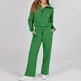 thumbnail image 5 of Sweatsuits Women 2 Piece Outfit Half Zip Pullover and Sweatpants Matching Lounge Sets Travel Comfiest Airport Outfits Dark Green S, 5 of 5