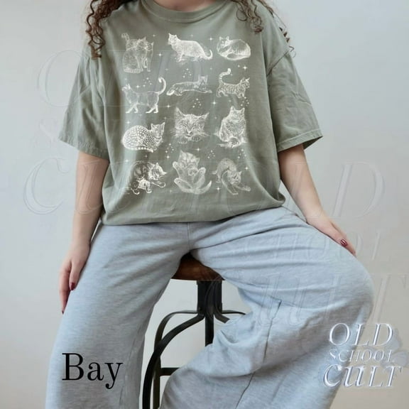 Vintage Cat Illustration Graphic Print T-Shirt | Retro Feline Art Tee | Cute Kitty Lover Unisex Top