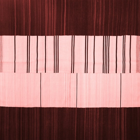 Ahgly Company Indoor Square Abstract Red Contemporary Area Rugs, 4' Square