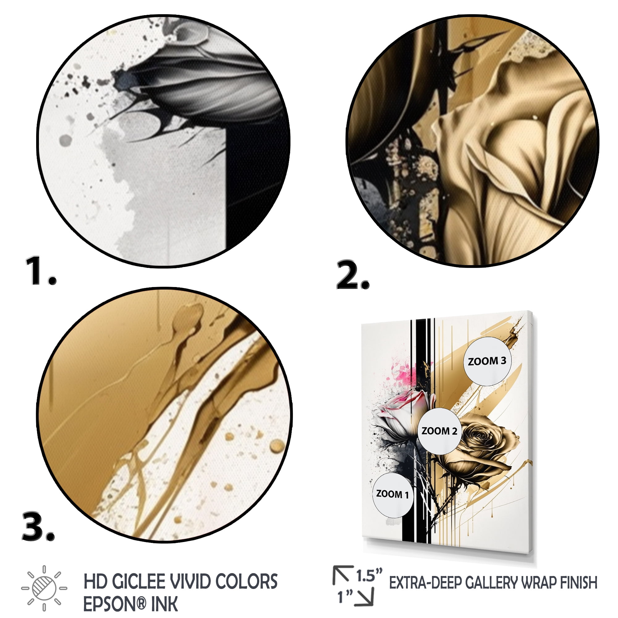 Designart Roses Flow Flower On Golden Beige Paint V Canvas Wall Art