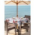 thumbnail image 3 of Outdoor Tablecloth with Umbrella Hole for Patio/Picnic/Party/Camping, 4th of July Waterproof Table Cloth Square Cover Washable, Independence Day Floral Grey Striped (60"x 60"), 3 of 9