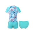 thumbnail image 2 of iiniim Girls Short Sleeve Rash Guard Set with Briefs 3Pcs Summer Swimsuit for Surfing Diving Light Green 10, 2 of 7