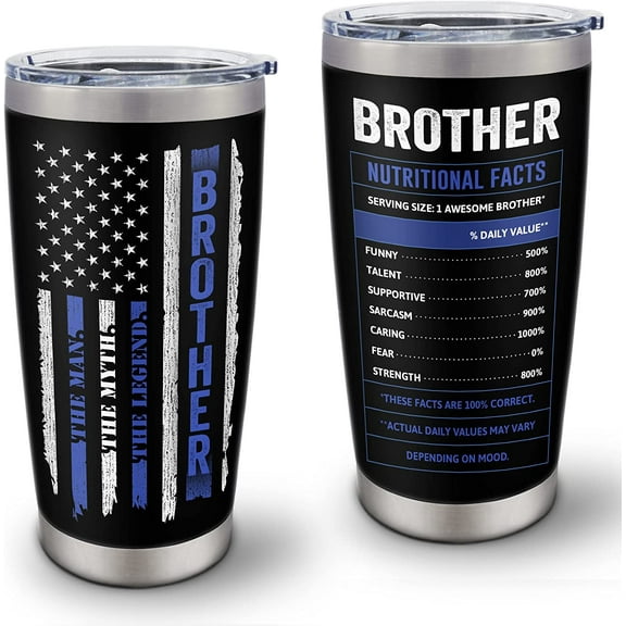 Gifts for Brother Tumbler, Brother Birthday Gifts, Brother Gifts from Sister, Best Gift Idea for Brother Men Him, Funny Brother Gift From Brother Sister, Brother American Flag Gift Coffee Cup 20oz 1PC