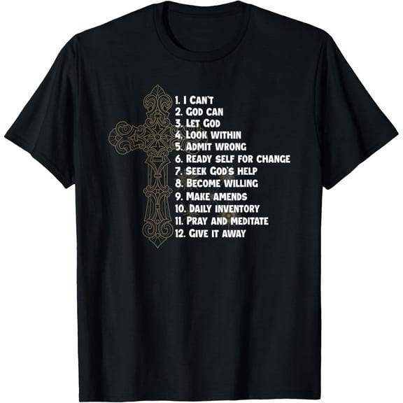Celebrate Recovery Christian Cross 12 Step Guide T-Shirt mens t shirt，black，women，funny，misfits，men，journey