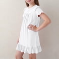 thumbnail image 4 of CHEEREAM Nightgown Dress For Girls Pleated Summer Short Sleeve Ruffle Hem Swing Mini Dresses for Kids Bowtie Decorated Daily Wear, 4 of 8