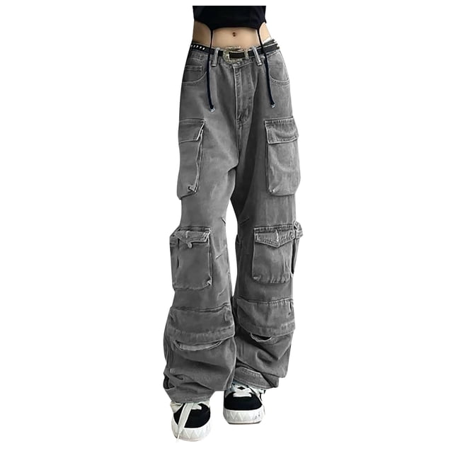 Aocisk Salopettes Mode pour Femmes Grises à Coutures avec Poches, Lavage de Rue, Résistantes à l'Eau, Pantalon Long à Jambe Grand, à Porter pour Femmes, Gris Pâle, S