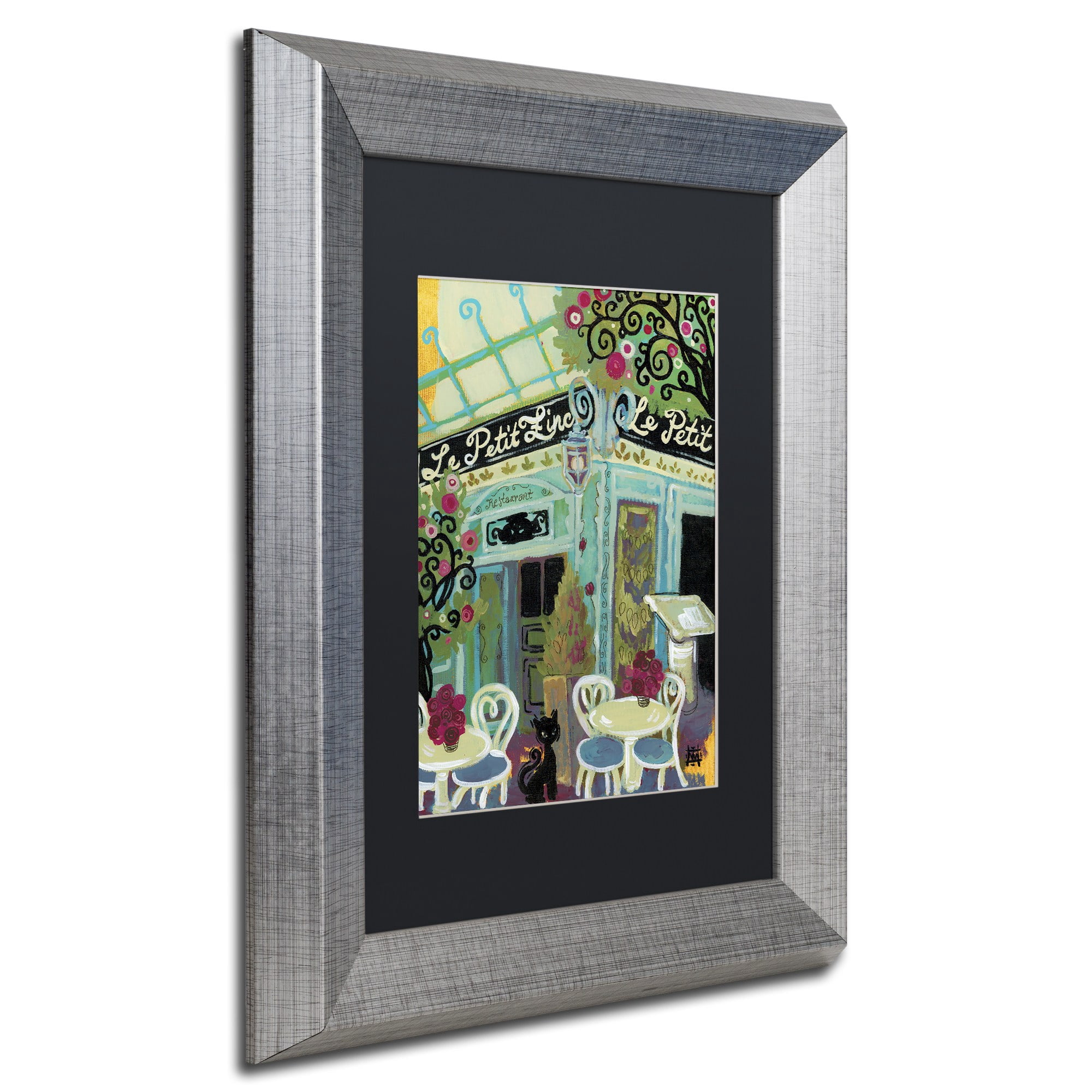 Trademark Fine Art "Le Petit Zinc" Canvas Art by Natasha Wescoat, Black Matte, Silver Frame