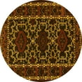 thumbnail image 1 of Ahgly Company Machine Washable Indoor Round Persian Yellow Traditional Area Rugs, 3' Round, 1 of 4