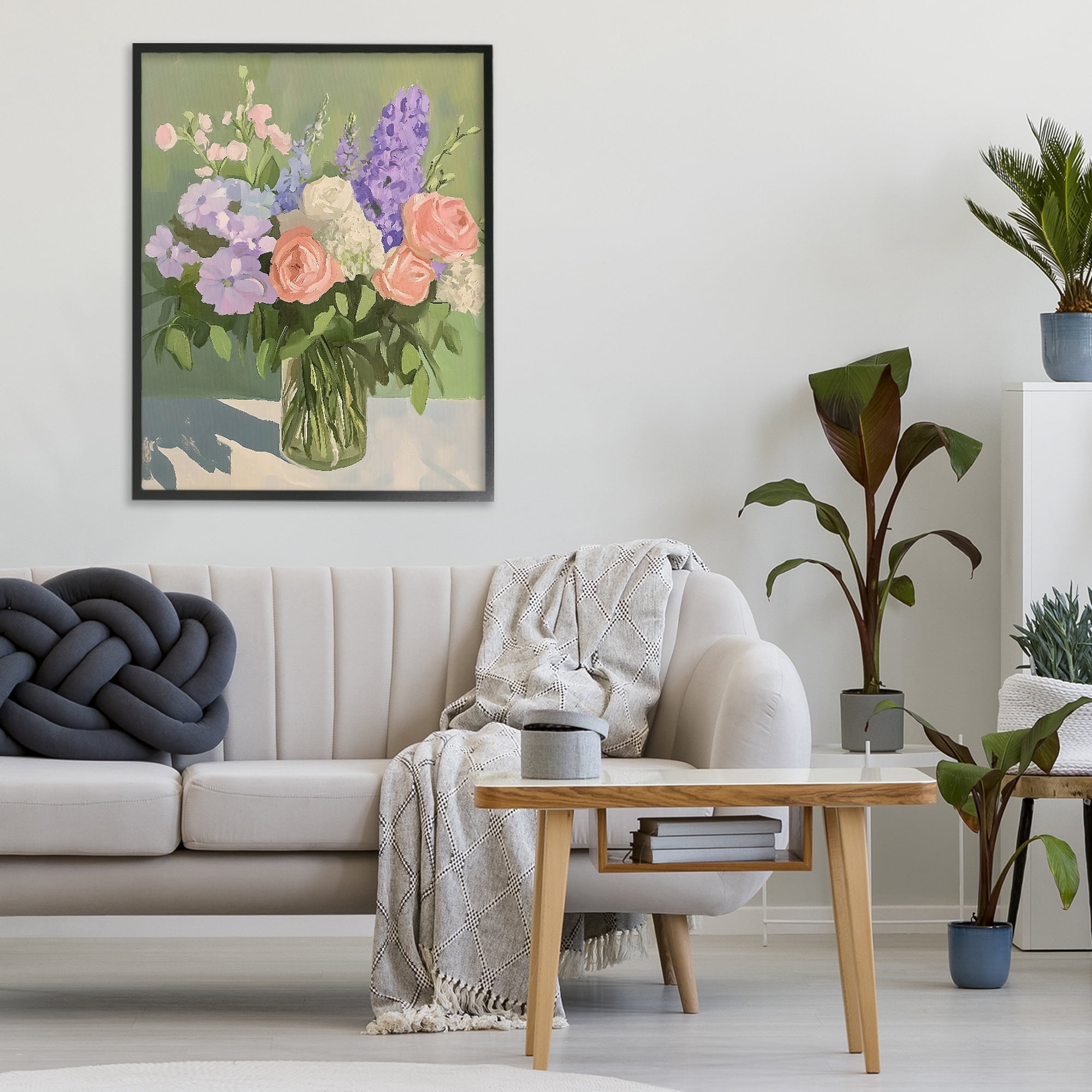 Stupell Industries Mixed Roses & Lilacs Bouquet Black Framed Giclee Art, design by The Prints Vibe