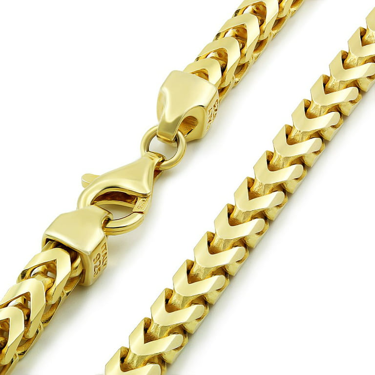 925 Sterling Silver 4mm Solid Franco Gold Plated Chain, 24