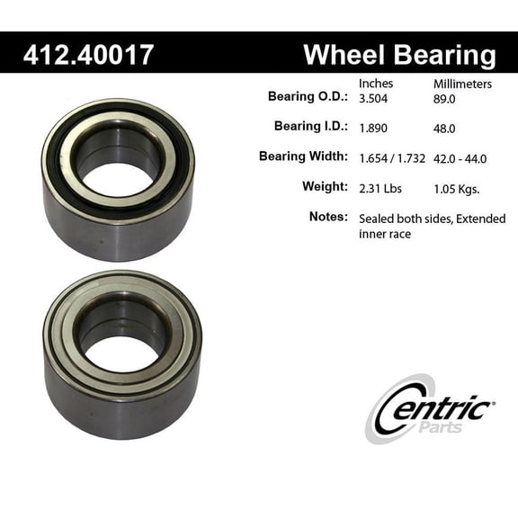 centric 412.40017e standard axle ball bearing Fits select: 2003-2004 HONDA PILOT, 1999-2004 HONDA ODYSSEY