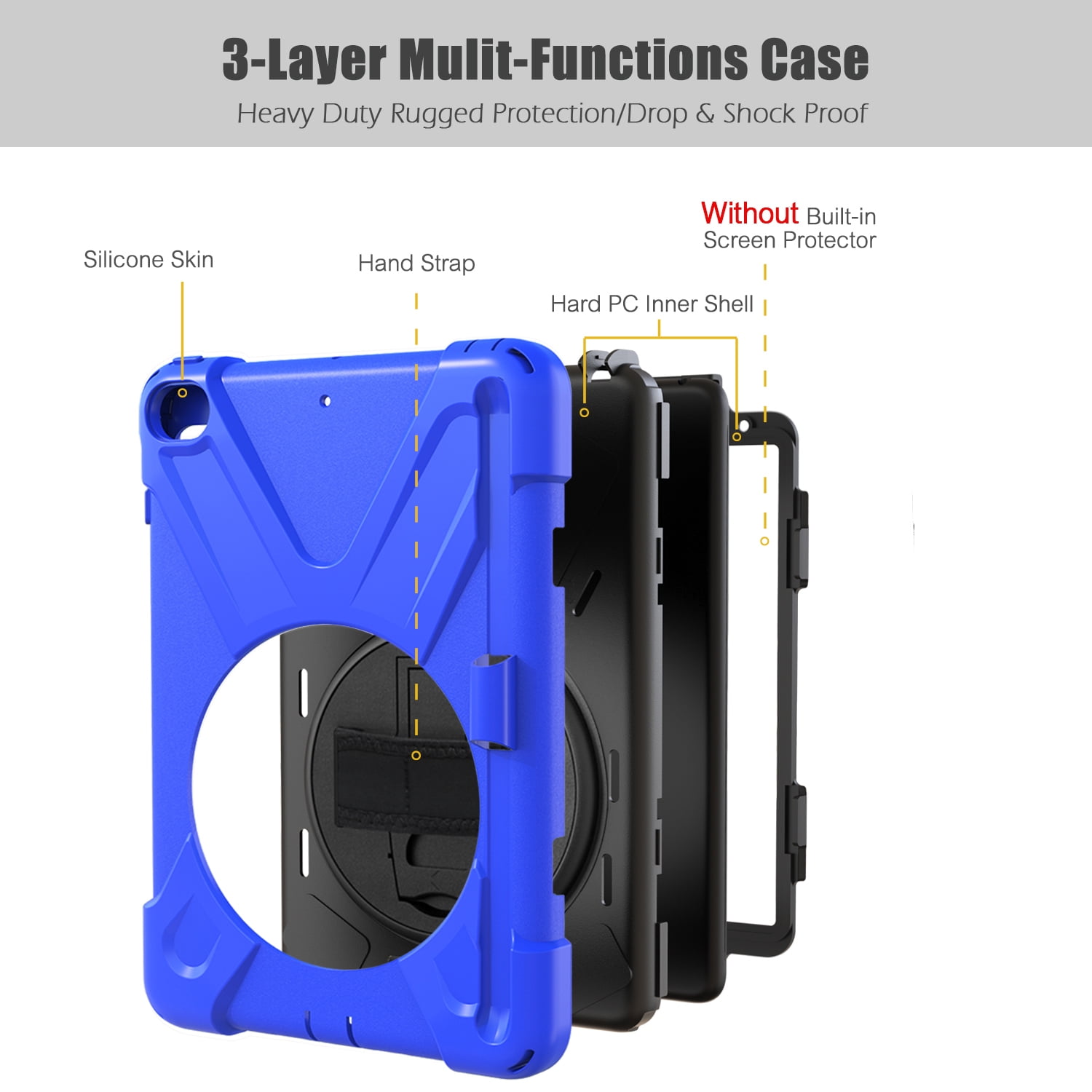 iPad Mini 5 Case for Kids, iPad Mini 5/Mini 4 Case Shockproof, Heavy Duty Protective Rugged iPad Mini Case with Pencil Holder /Kickstand Case for iPad Mini 5th/4th Generation 7.9 Inch - BLUE