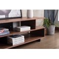 thumbnail image 2 of DeeHome Iris 59" Brown Walnut Finish TV Stand with 2 Levels of Shelves and Black Legs, 2 of 9