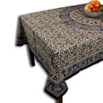thumbnail image 4 of Homestead Block Print Tablecloth 60x90 for Rectangle Tables Blue Red Cotton Kalamkari Paisley Floral Kitchen Table Linen, 4 of 6