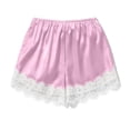 thumbnail image 5 of Favoffer Women's Satin Lace Shorts Smooth Fabric Patchwork Design Elastic Waist Casual Home Loungewear Short Pants Indoor Relaxing Wear, 5 of 6