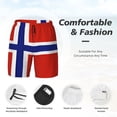 thumbnail image 3 of Men's 2 in 1 Swim Trunks with Compression Liner Norwegian Flag Quick Dry Beach Shorts, 3 of 6