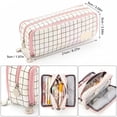 thumbnail image 2 of Large Capacity Pencil Case Double Opening 3 Compartments Grid Oxford Cloth Pen Bag with Multi Slots Organizer for Students School Office Supplies, 2 of 5