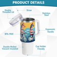 thumbnail image 4 of Zebras Bikes Clouds 40 oz Tumbler with Handle Insulated&nbsp;Travel Mug&nbsp;Lid Straw Leak Proof Steel Vacuum Water Bottles Glasses Fits in Car Cup Holder, 4 of 7