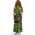 thumbnail image 2 of Uourmeti Saint Patrick Dachshund Print Girls Maxi Summer Dress with Pocket Short Sleeve Spring Boho Long Sundress Casual School for Kids, Size 7-8 Years, 2 of 7