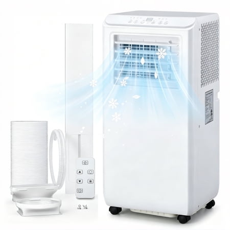 Aprafie 8000 BTU Standing AC Unit, 3-in-1 Portable Air Conditioner with Sleep Mode & 24H Timer, Cools up to 350 Sq.ft, 115V, White