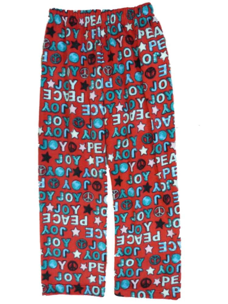 JCP Girls Red Holiday Fleece Sleep Pants Peace & Joy Pajama Bottoms Lounge S