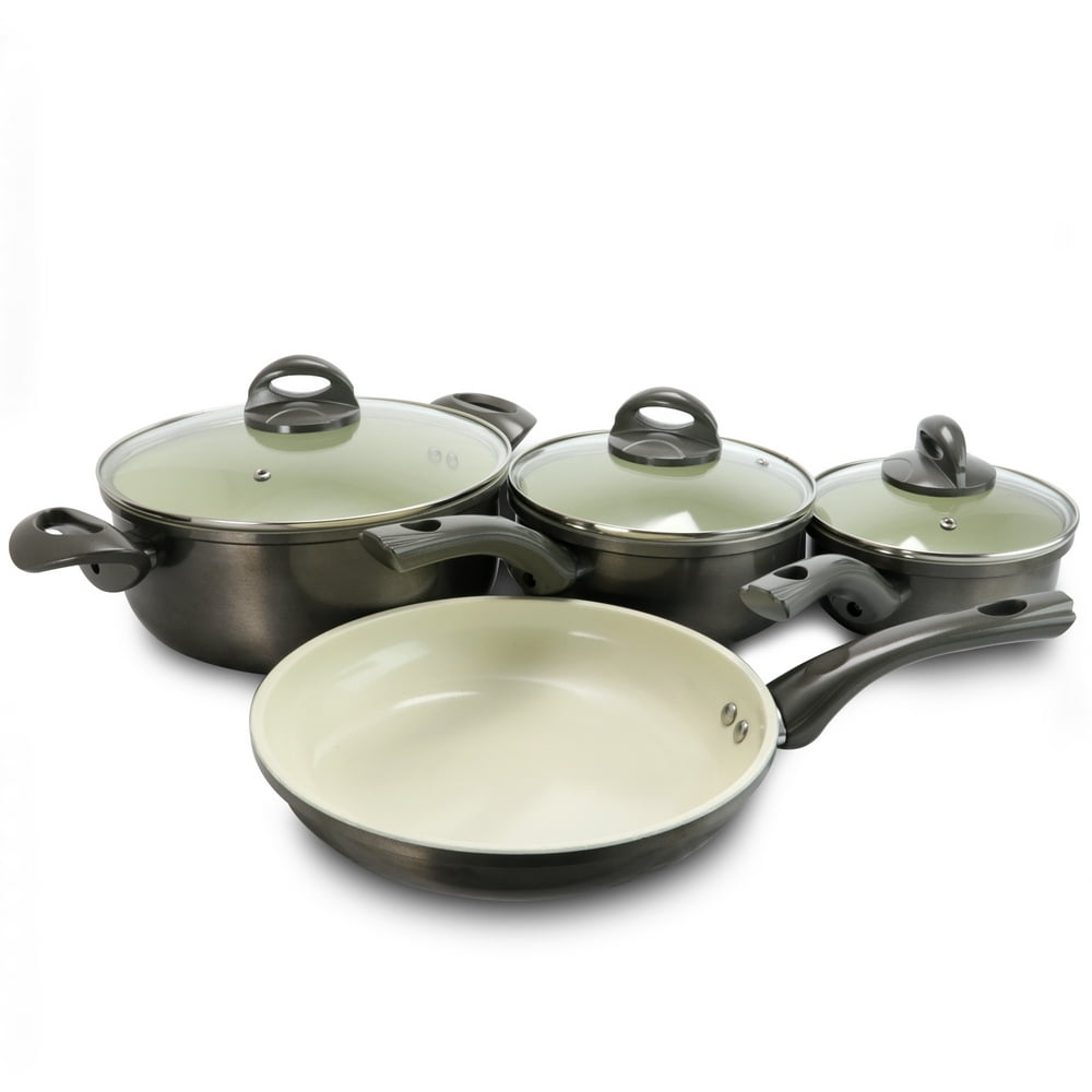 Heston 7Piece Aluminum and Ceramic Cookware Set in Metallic Champagne