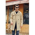 thumbnail image 4 of Sherrylily Men Trench Coat Double Breasted Belted Windbreaker Long Jacket Casual Windproof Overcoat, 4 of 4