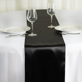 BalsaCircle 12" x 108" Satin Table Top Runner Wedding Linens - Black