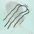 thumbnail image 2 of BlinkLLX 6 Pcs French Hair Pin Metal Hair Forks Clip U Shaped Updo Bun Comb Hairpins 4 Prong Twist Side Comb for Buns Women Styling Accessories(Black), 2 of 10