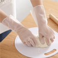 thumbnail image 3 of Kearding Guantes de limpieza Cocina Látex Lavavajillas Estilo simple Resistente al desgaste Protector de manos transparente Baño Hotel Suministros de limpieza para el hogar Ciervo/M, 3 of 6