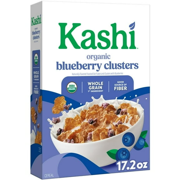 2 Pack - Kashi Breakfast Cereal, Organic, Whole Grain, Blueberry Clusters, 17.2oz Box (1 Box)