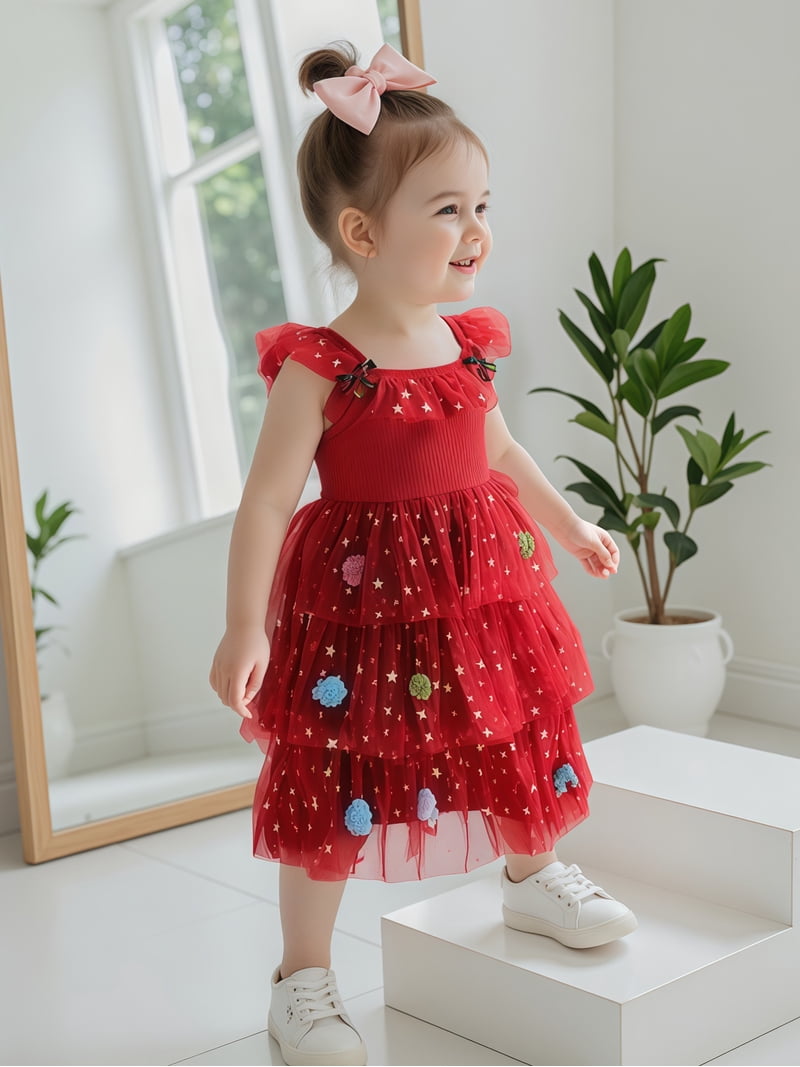 white christmas dresses Youngland Baby Girls 12-24 Months Sequin Rosette Dress 18 Months / Red main image 0