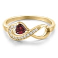 thumbnail image 3 of Gem Stone King 18K Yellow Gold Plated Silver Red Garnet Infinity Ring for Women (0.44 Cttw, Heart Shape 4MM, Gemstone January Birthstone, Size 5), 3 of 6