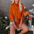thumbnail image 6 of under 10.00 Womens Long Sleeve Tops Women's Funny Fashion Solid Color Buttons Long Sleeve Loose Tops Blouse, 6 of 8